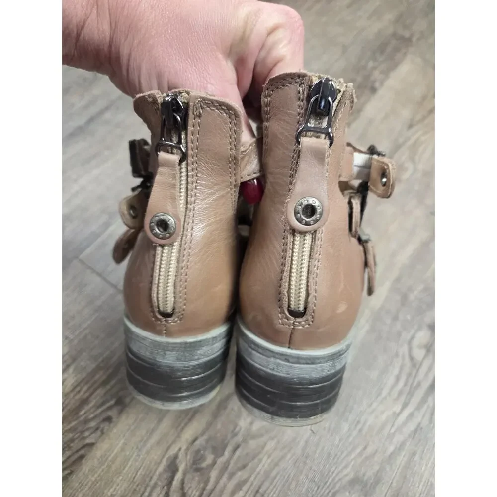 Dromedaries Kelsy Short Summer Pearl Leather Boot Taupe 38 - US 7.5/8